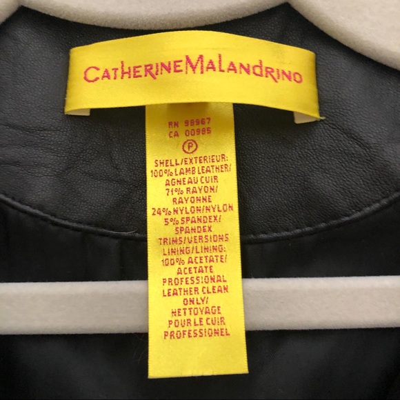 CATHERINE MALANDRINO BLACK LEATHER JACKET SIZE 0 - Picture 5 of 5
